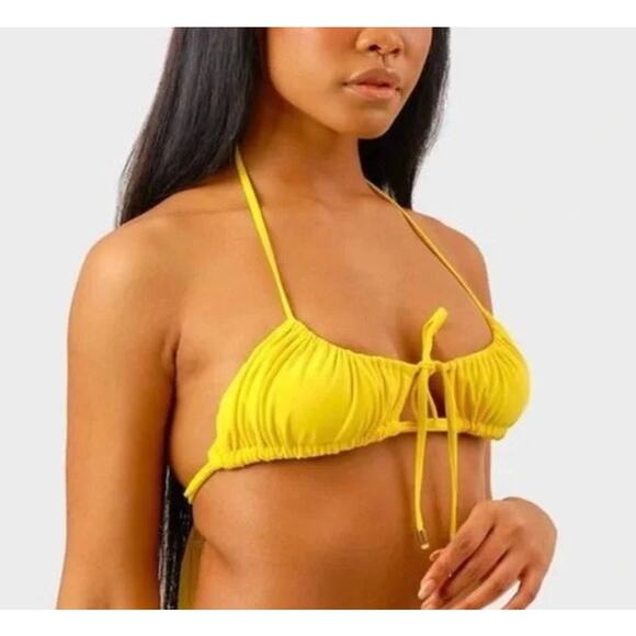 Blackbough Claudia Halter Bandeau Bikini Top Yellow Size Medium - Picture 1 of 5